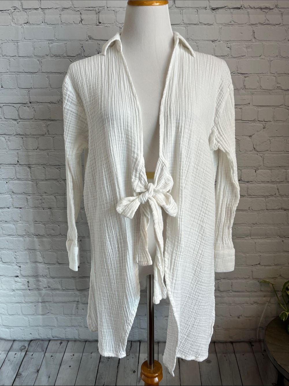 Roxy Unconditional Friend White Gauze Tie-Front Swim Suit Coverup